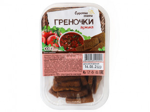 Кальмар со вкусом краба (Мясо краба): Сурские гренки с Аджикой (100 гр)