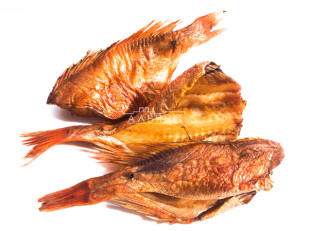 Сухарики с холодцом и хреном: Окунь морской холодного копчения